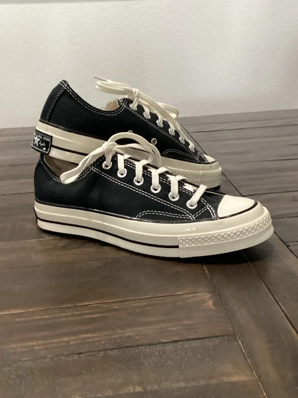 Converse Black‎ Canvas Low-Top Sneakers with White Accents